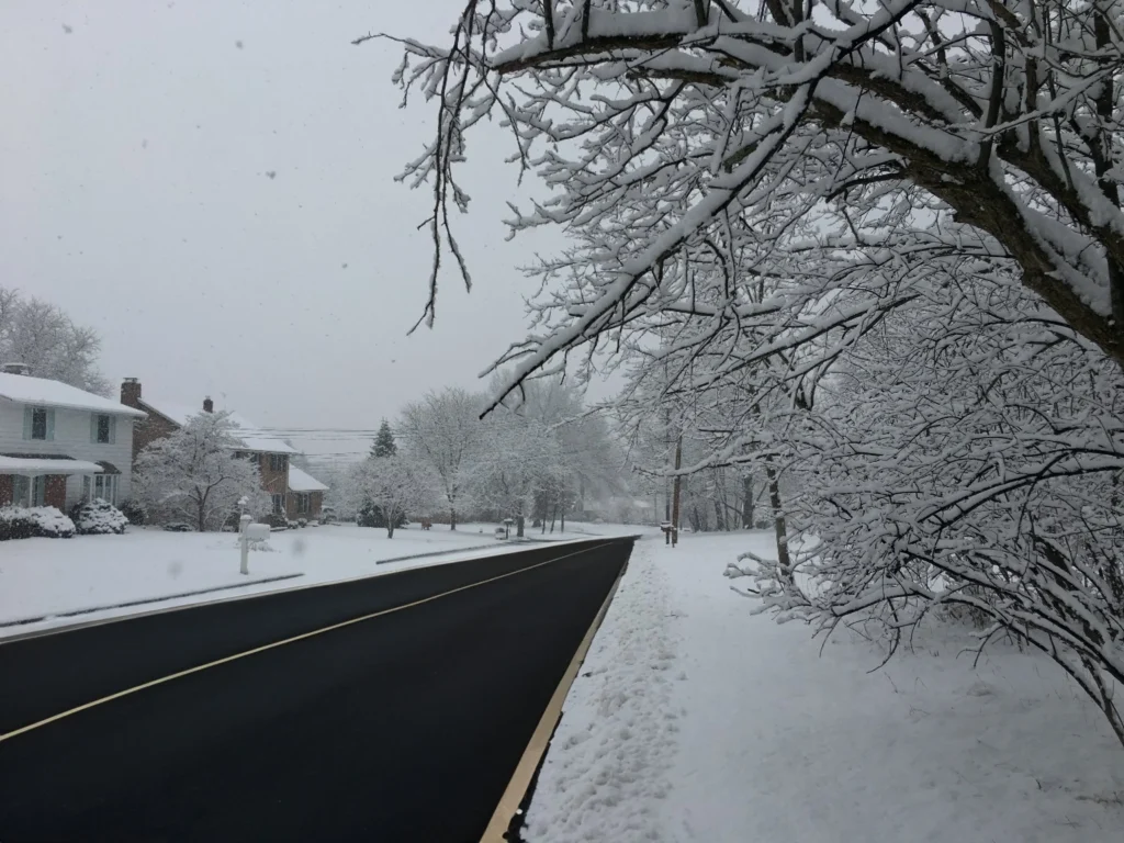 Black two lane painted heated road