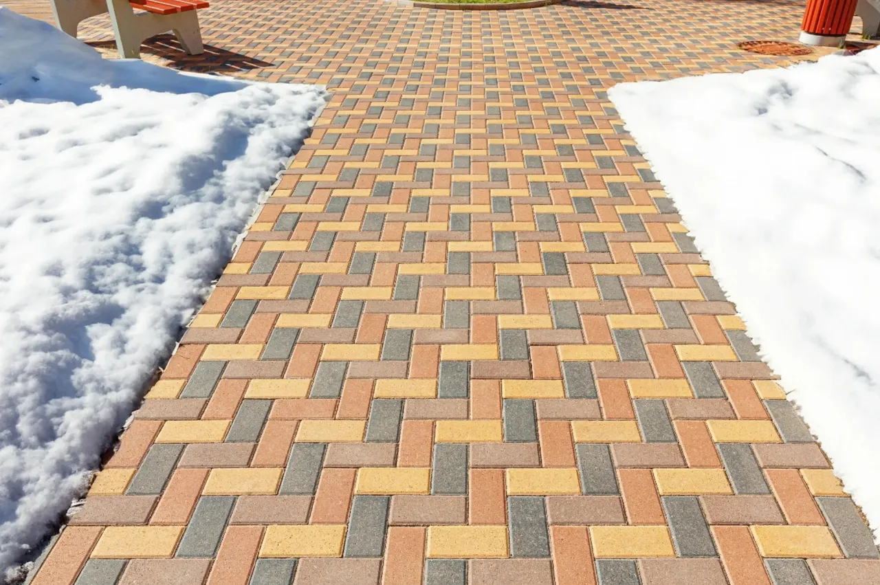 Colourful heated walkway at a park