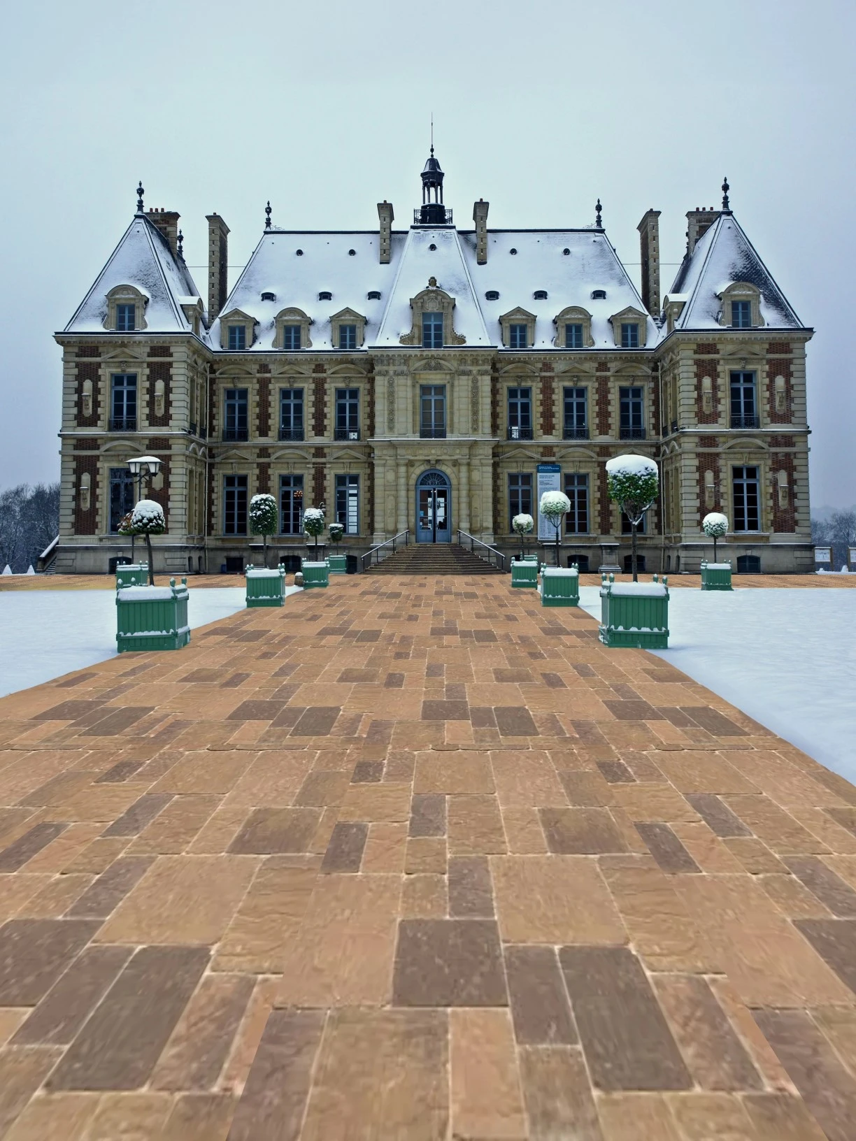 Heated walkway in front of a school