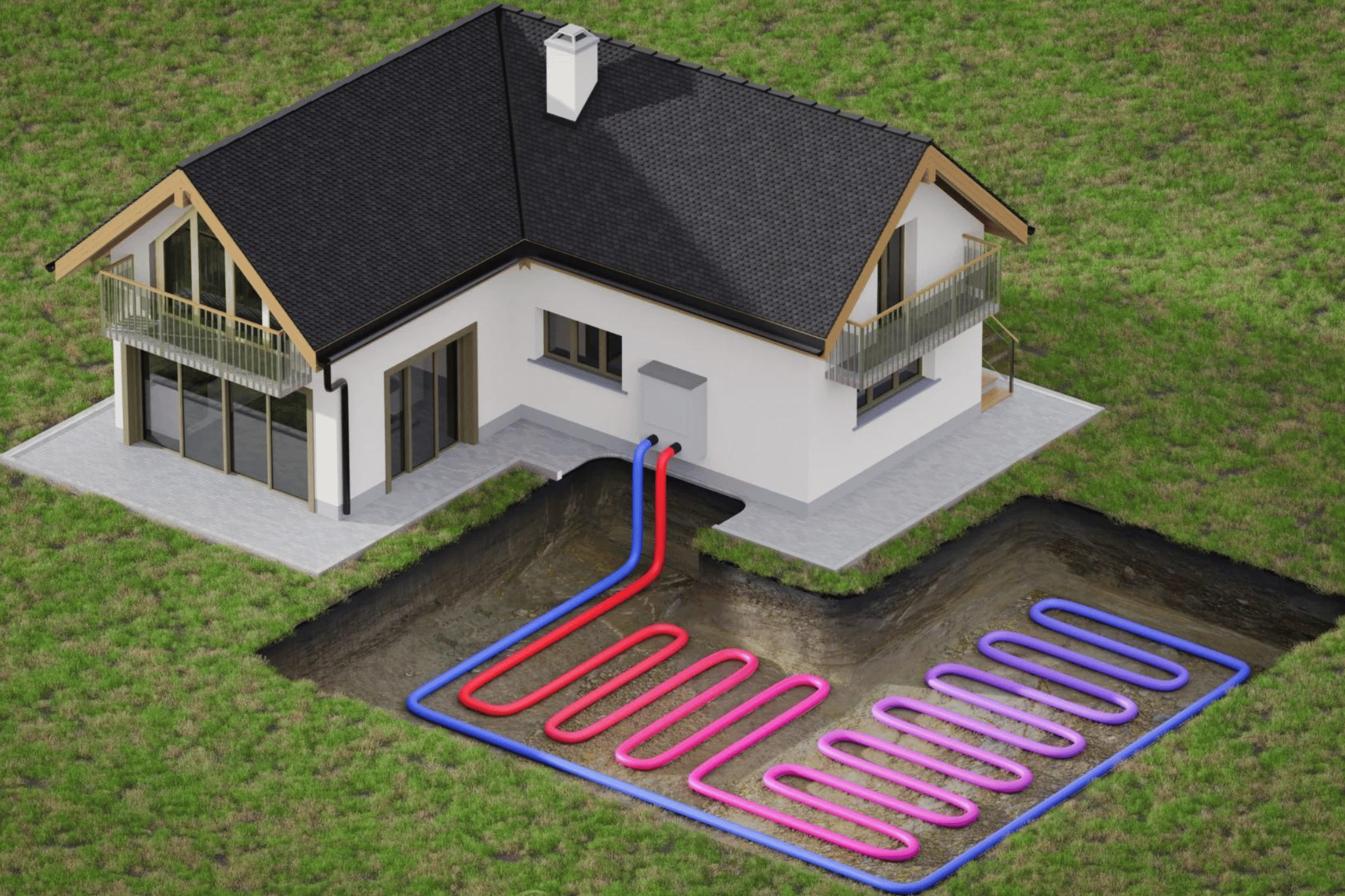 Horizontal loop geothermal system